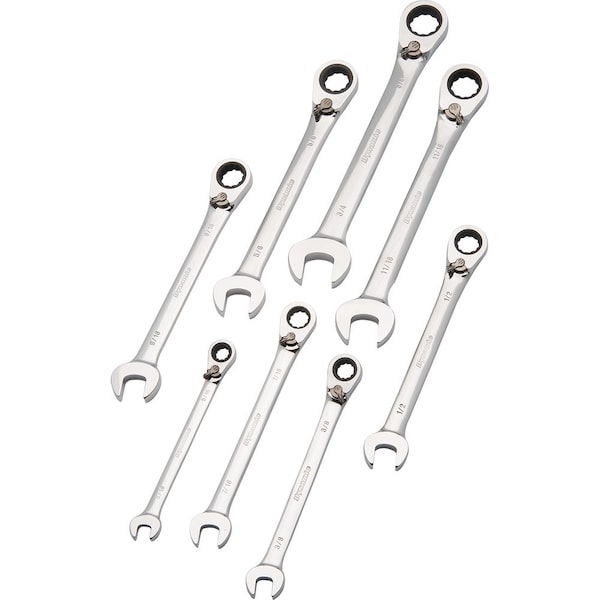 Tools 8Pcs SAE Reversible, Combo Ratcheting Wrench Set, 5/16" - 3/4"